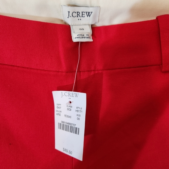 J Crew Cropped Scallop Edge Hem Red Slack Pants - Picture 5 of 5